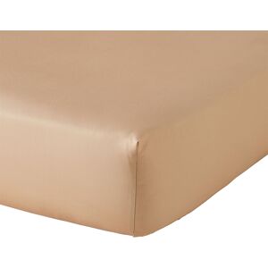 A demain Drap housse uni en satin de coton beige 180x200