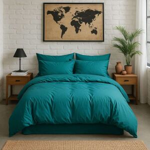 Baton Rouge Housse de couette percale coton bleu canard 260x240 cm - Publicité Baton Rouge Housse de couette percale coton bleu canard 260x240 cm - Publicité