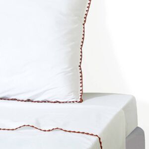 Febronie Drap plat percale de coton blanc & rouge 240x300 - Publicité Febronie Drap plat percale de coton blanc & rouge 240x300 - Publicité