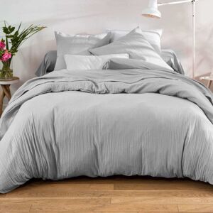Becquet Housse de couette en coton gris nuage 260x240cm - Publicité Becquet Housse de couette en coton gris nuage 260x240cm - Publicité