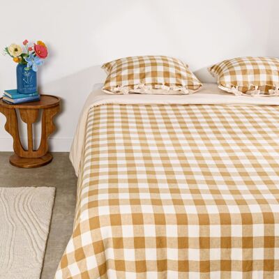 Maisons du Monde Parure de lit en coton et lin tissé motif vichy beige, 260x240 cm - Publicité Maisons du Monde Parure de lit en coton et lin tissé motif vichy beige, 260x240 cm - Publicité