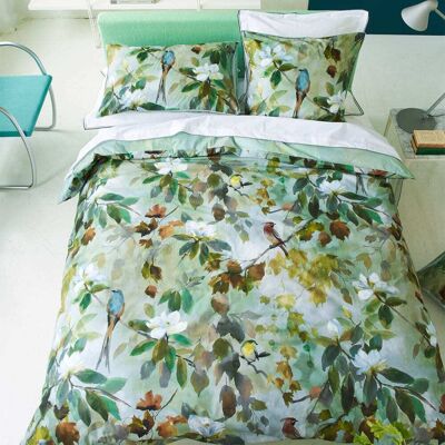 Designers Guild Housse de couette imprimée en percale de coton bleu - Publicité Designers Guild Housse de couette imprimée en percale de coton bleu - Publicité