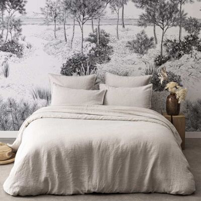 Alexandre Turpault Housse de couette en lin beige 240x220 - Publicité Alexandre Turpault Housse de couette en lin beige 240x220 - Publicité