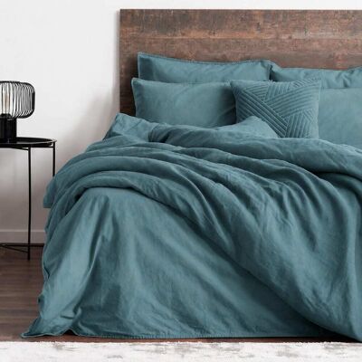 Home collection Parure housse de couette coton/lin marine 260x240 cm - Publicité Home collection Parure housse de couette coton/lin marine 260x240 cm - Publicité