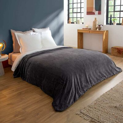 Dodo Couverture polaire extra douce coloris anthracite 240x260 cm - Publicité Dodo Couverture polaire extra douce coloris anthracite 240x260 cm - Publicité