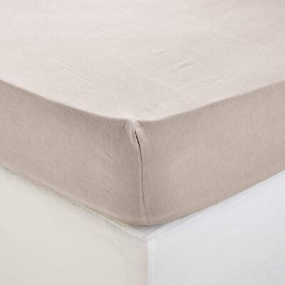 Madura Drap housse en lin beige 180x200 cm - Publicité Madura Drap housse en lin beige 180x200 cm - Publicité