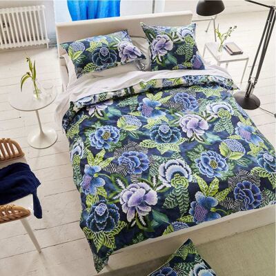 Designers Guild Housse de couette imprimée en percale de coton bleu 260x240 - Publicité Designers Guild Housse de couette imprimée en percale de coton bleu 260x240 - Publicité