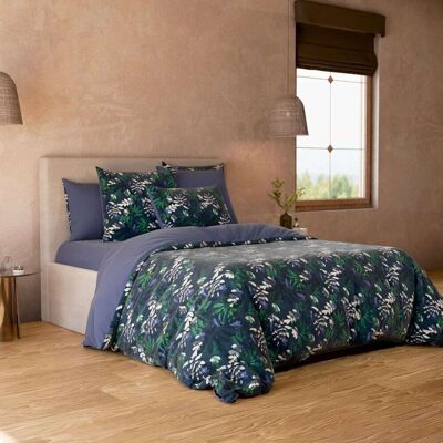 Anne de Solène Parure de lit percale bleu foncé 240x220 + 2x65x65 cm - Publicité Anne de Solène Parure de lit percale bleu foncé 240x220 + 2x65x65 cm - Publicité
