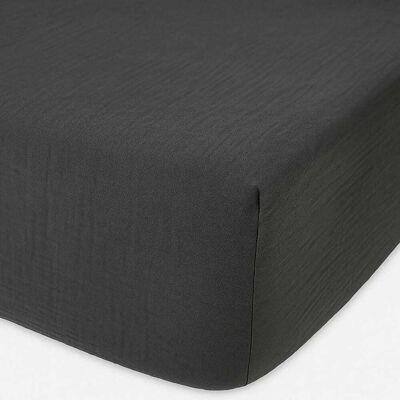 Home collection Drap housse en gaze de coton granite 180x200 cm - Publicité Home collection Drap housse en gaze de coton granite 180x200 cm - Publicité