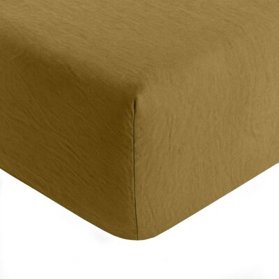 Baton Rouge Drap housse en lin moka 200x200 cm - Publicité Baton Rouge Drap housse en lin moka 200x200 cm - Publicité