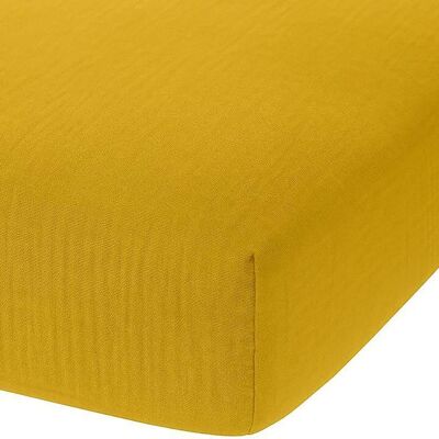 Home collection Drap housse en gaze de coton safran 180x200 cm - Publicité Home collection Drap housse en gaze de coton safran 180x200 cm - Publicité