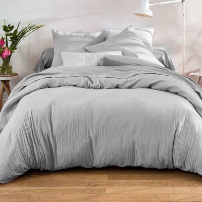 Becquet Housse de couette en coton gris nuage 200x200cm - Publicité Becquet Housse de couette en coton gris nuage 200x200cm - Publicité
