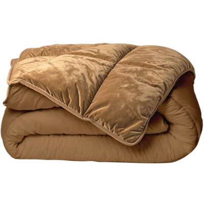Bleu Câlin Couette chaude réversible velours uni marron 220x240cm - Publicité Bleu Câlin Couette chaude réversible velours uni marron 220x240cm - Publicité