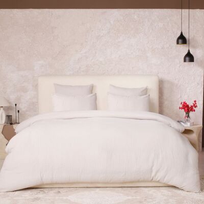 Home collection Parure housse de couette gaze de coton ecru naturel 240x220 cm - Publicité Home collection Parure housse de couette gaze de coton ecru naturel 240x220 cm - Publicité