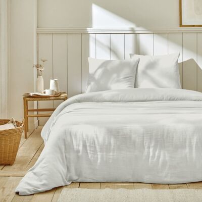 Home collection Parure housse de couette gaze de coton ivoire 260x240 cm - Publicité Home collection Parure housse de couette gaze de coton ivoire 260x240 cm - Publicité