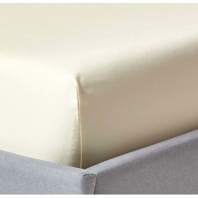 Homescapes Drap-housse en satin de coton égyptien ivoire 140x200 cm - Publicité Homescapes Drap-housse en satin de coton égyptien ivoire 140x200 cm - Publicité