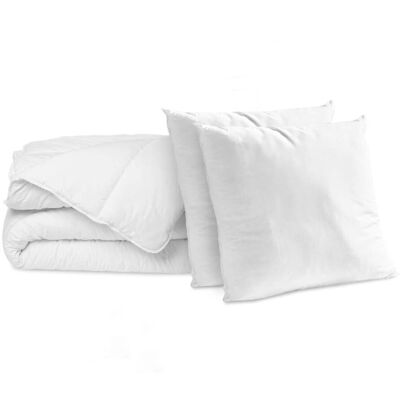 Bleu Câlin Pack couette chaude 220x240cm + 2 oreillers moelleux - Publicité Bleu Câlin Pack couette chaude 220x240cm + 2 oreillers moelleux - Publicité