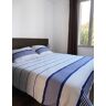 Fouta Futée Housse de couette coton 220x240 + 2 taies 50x70 blanche et bleue