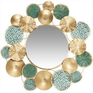 Maisons du Monde Miroir rond en metal turquoise et dore D83