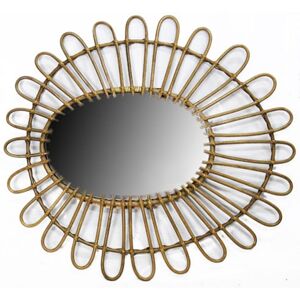 Decoclico MOKA - Miroir ovale en rotin maya bois clair 55x64