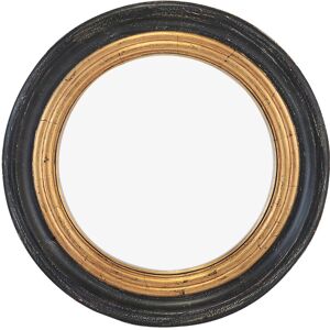 Drawer Miroir rond en bois D64 cm noir / or