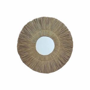 Decoclico Miroir rond en paille de mendong -90.000x3.500 cm - Beige - Fibres