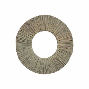 Decoclico Miroir rond en paille de mendong -40.000x3.500 cm - Beige - Fibres