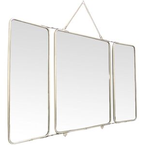 Decoclico Miroir barbier en laiton et nickel argente avec chaîne 87 x 55,5 cm