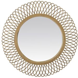 EMDE Miroir rond en rotin en rotin marron clair D82