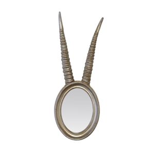 EMDE Miroir ovale argente corne de gazelle 17x48cm