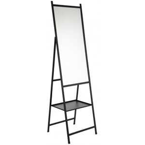 LANADECO Miroir sur pied plateau miroir/metal noir H160cm