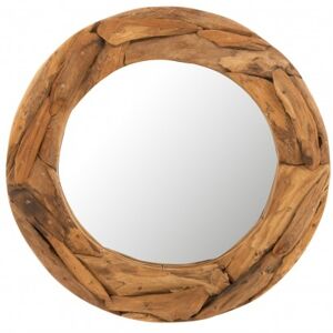 LANADECO Miroir rond morceaux bois teck naturel D60cm