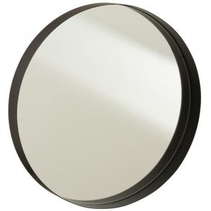 LANADECO Miroir rond bord metal noir D40cm