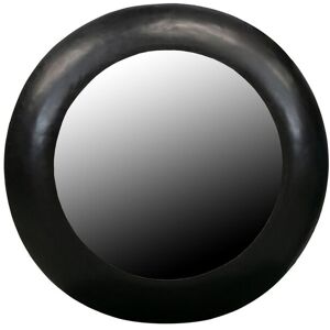 WOOOD Grand miroir rond en metal noir