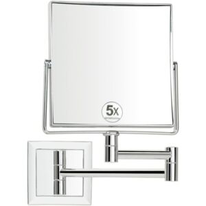 Wadiga Miroir grossissant double face carree (x5) sur bras extensible