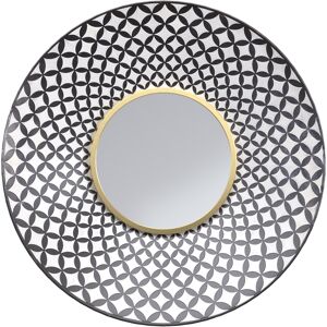 Rendez-Vous Deco Miroir rond en metal noir et blanc finition dore D59 cm