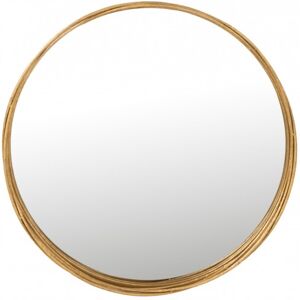 LANADECO Miroir rond avec bord haut en metal dore de 60 cm