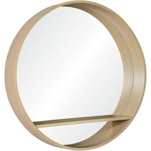 Mob In Miroir rond en chene avec etagere 60 cm