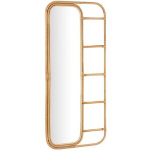 LANADECO Miroir rectangulaire avec echelle en bois naturel 180x80x3 cm