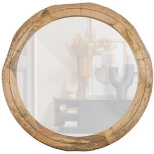 WOOOD Miroir rond en bois de manguier beige