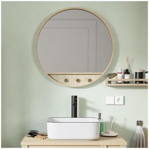 Mob In Miroir rond chene et cannage 60 cm