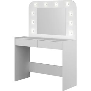 Terre de Nuit Coiffeuse avec miroir et LED en bois blanc