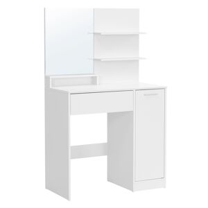 VASAGLE Coiffeuse avec miroir effet bois blanc