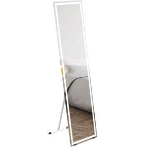 Homcom Miroir sur pied ou mural rectangulaire grande taille LED tactile blanc