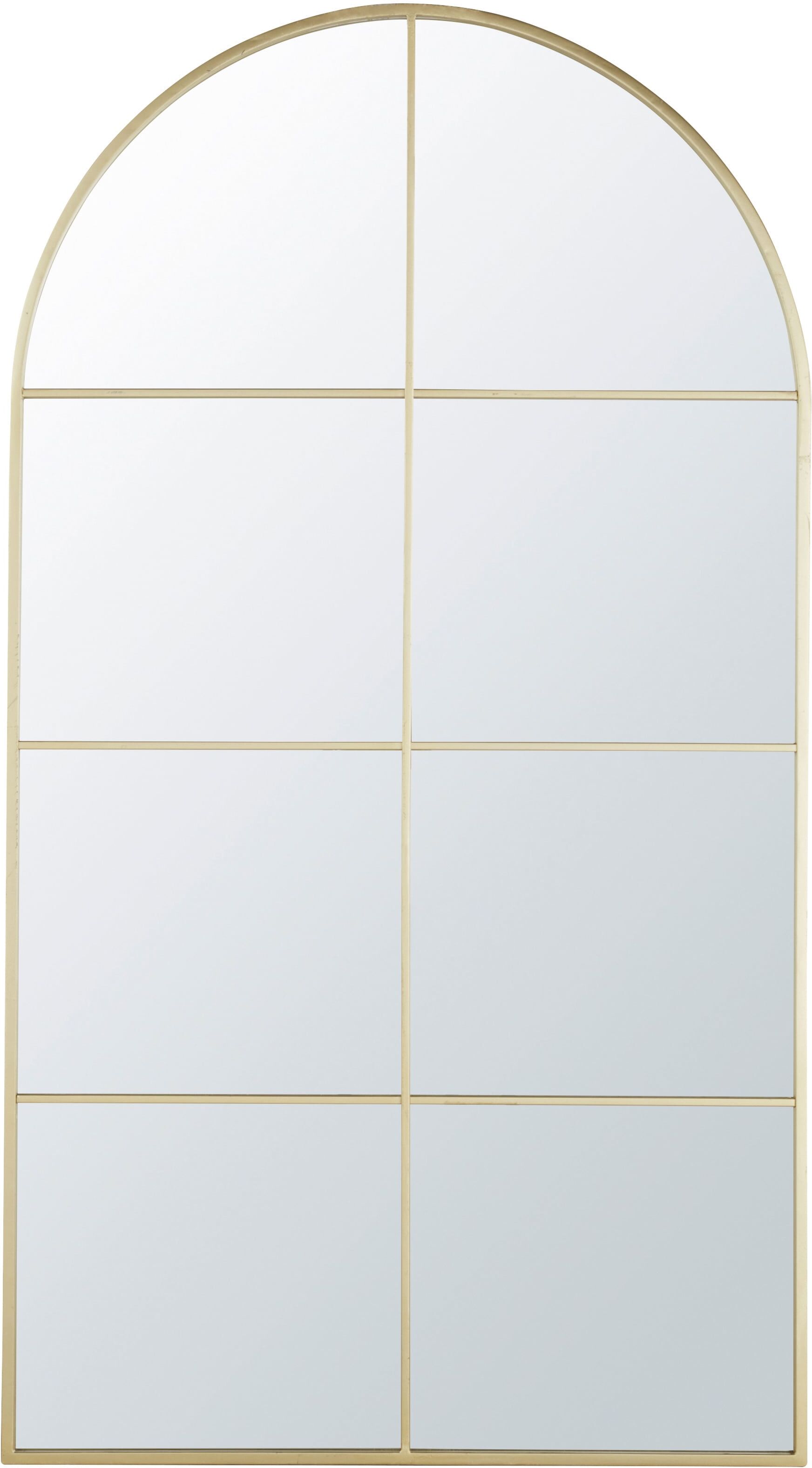 Maisons du Monde Grand miroir arche fenêtre en métal doré 90x165