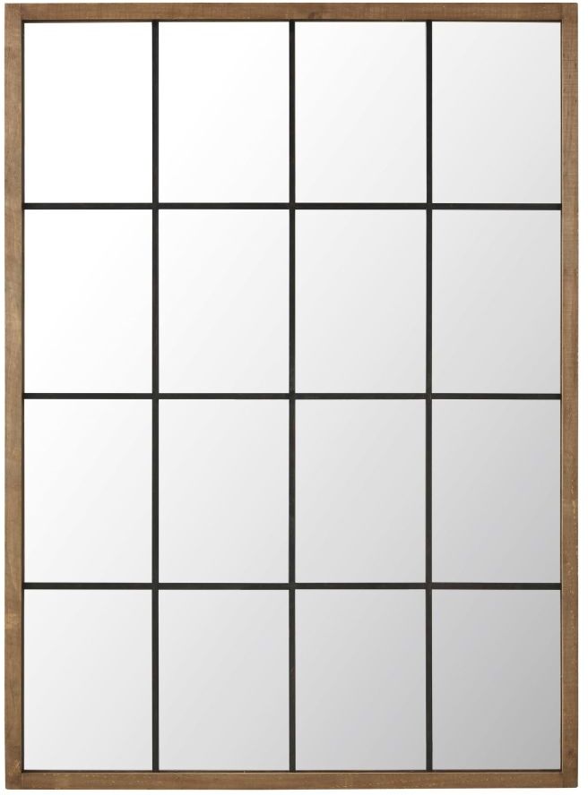 Maisons du Monde Grand miroir fenêtre rectangulaire en bois de pin et métal effet vieilli 121x165