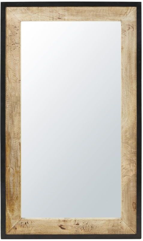 Maisons du Monde Miroir industriel rectangulaire en bois de manguier et métal noir 70x120