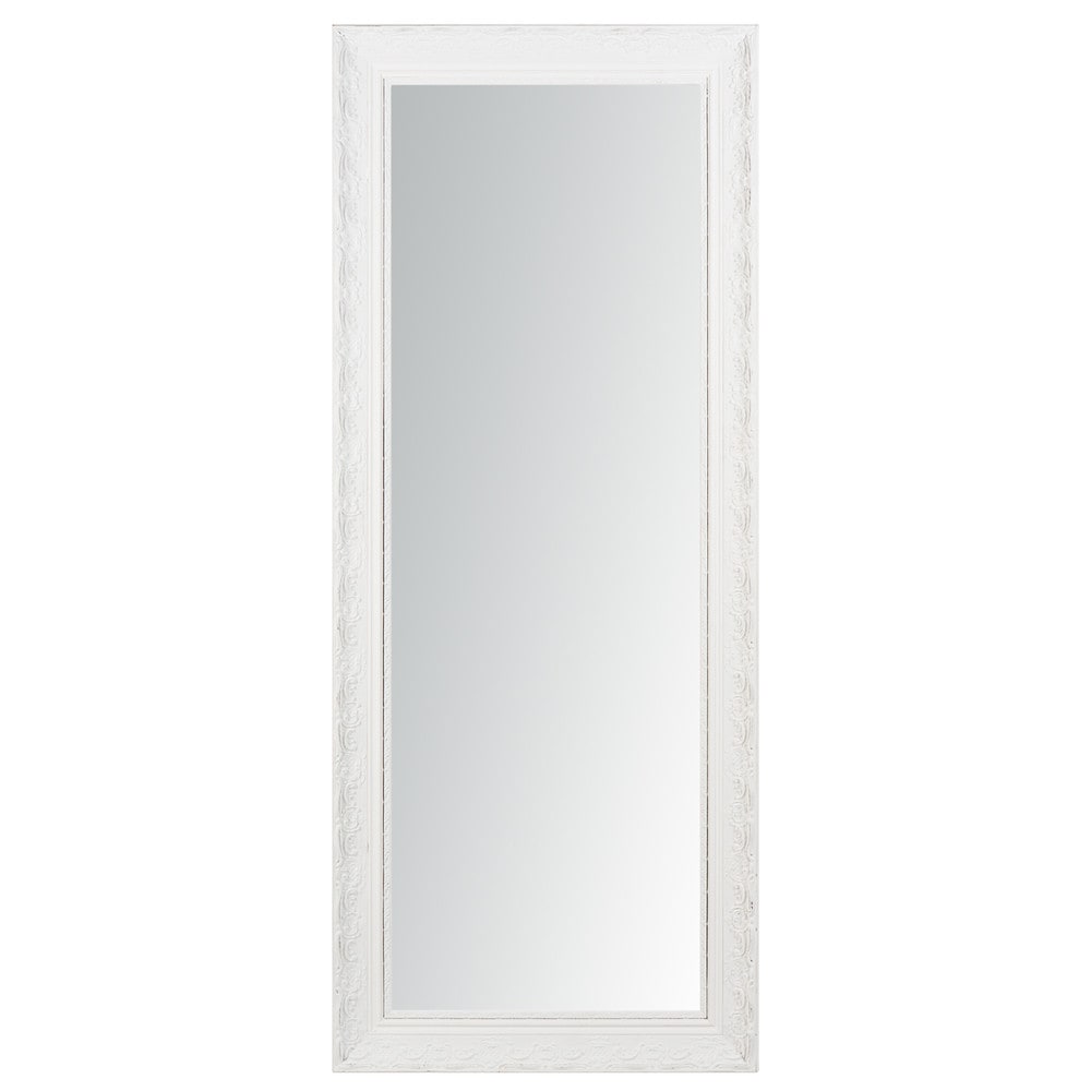 Maisons du Monde Miroir rectangulaire à moulures en bois de paulownia blanc 145x59