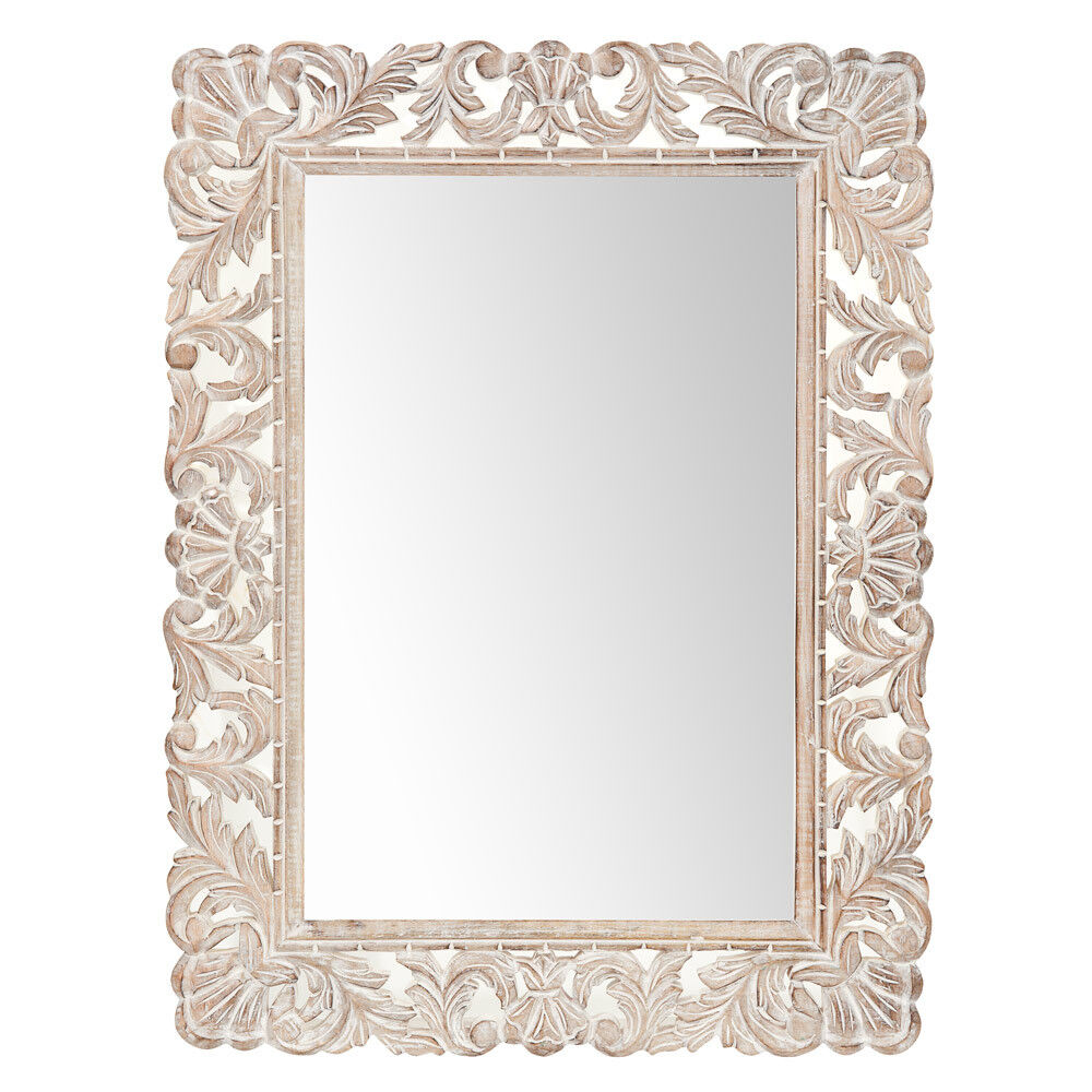 Maisons du Monde Miroir rectangulaire en bois de manguier blanchi 60x80