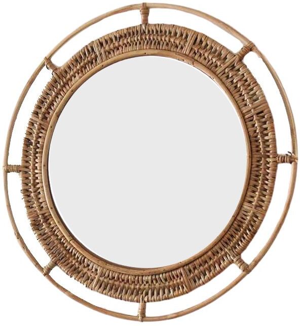 Decoclico Miroir rond vintage en rotin beige D40